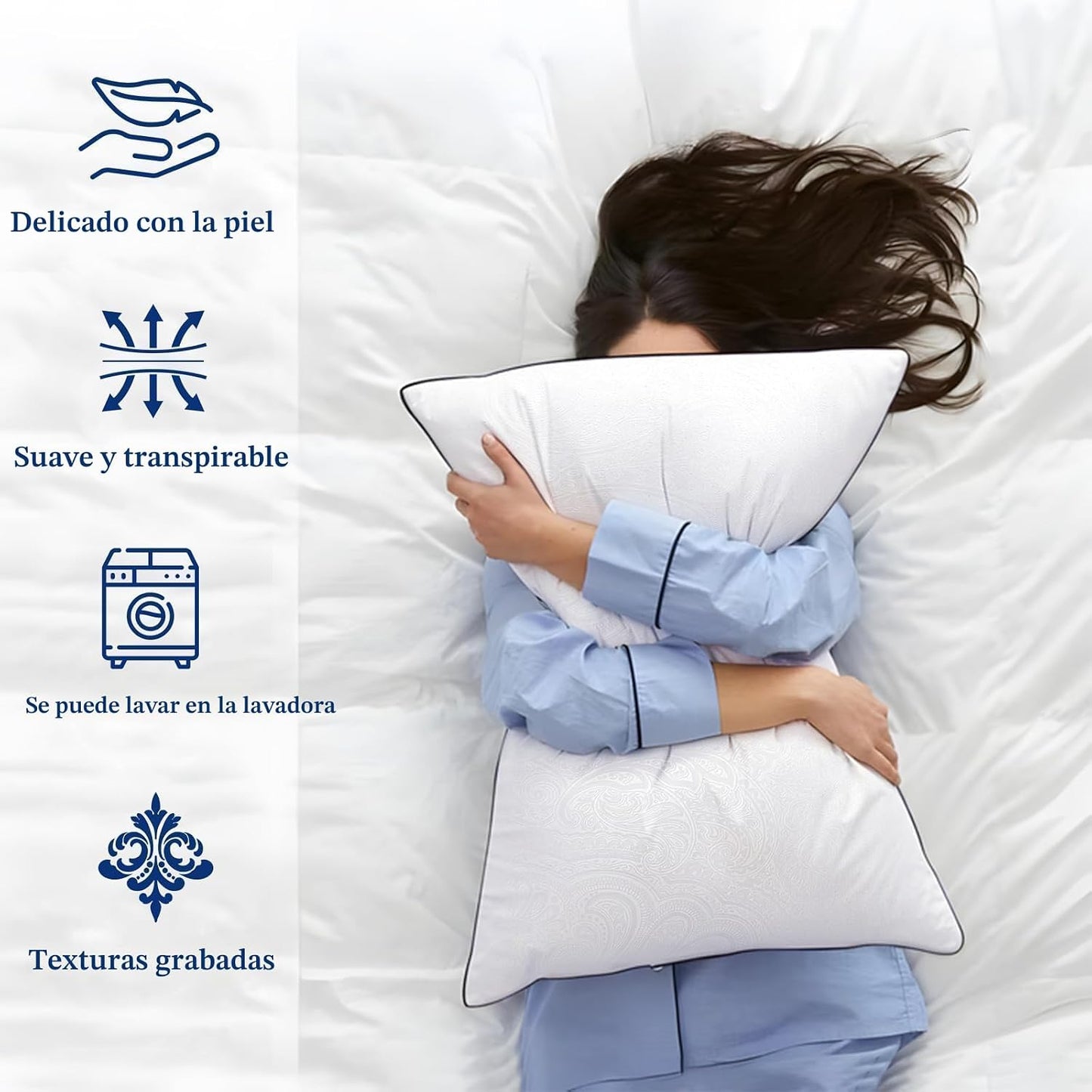JOLLYVOGUE Juego de 4 almohadas de tamaño King, refrescantes y firm...