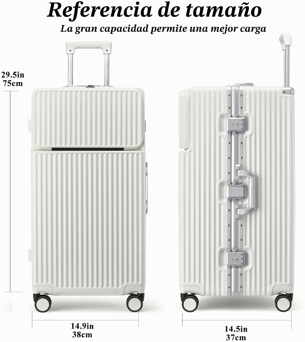 feilario Equipaje comprobado con marco de aluminio súper grande, ru...