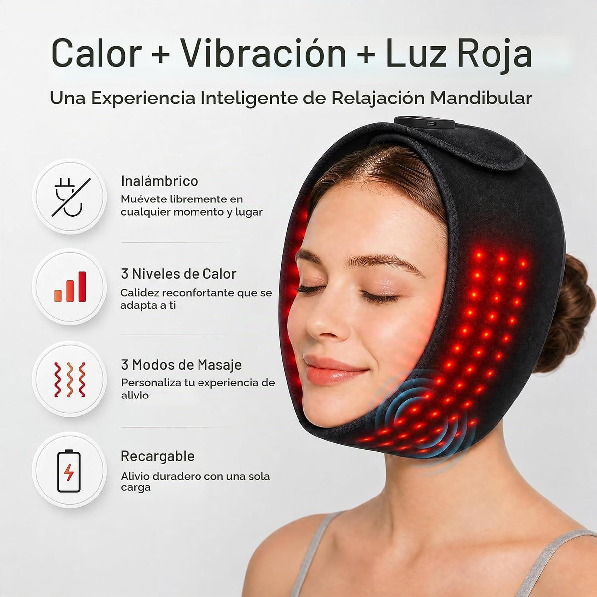 Nutvrliy Almohadilla térmica inalámbrica TMJ para mandíbula con vib...