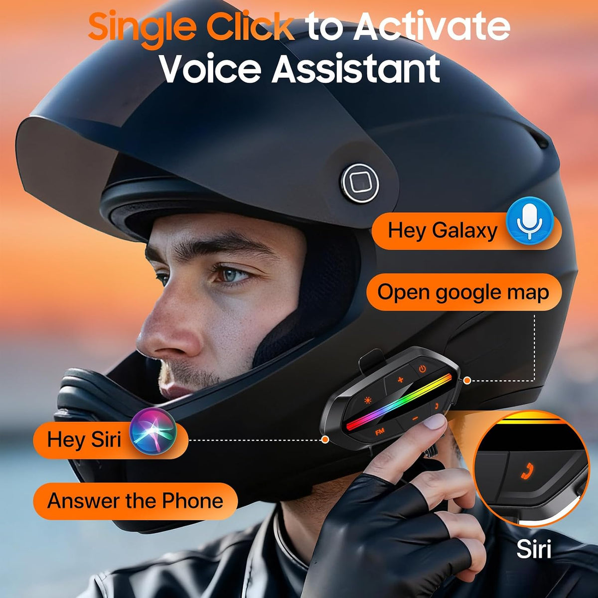 Wisdagaly Auriculares Bluetooth para motocicleta V5.3, altavoces de...