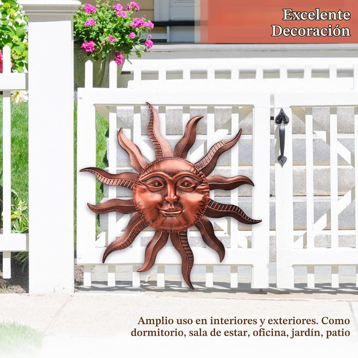 VCUTEKA Arte de pared de metal con sol de 27 pulgadas, decoración p...