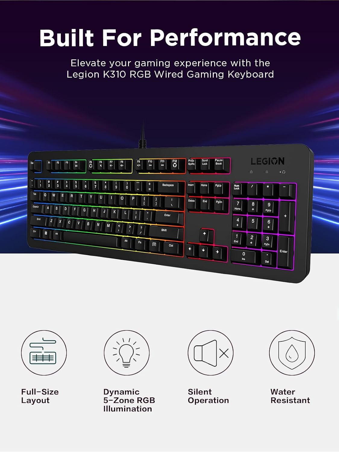 Teclado para juegos Lenovo Legion K310 RGB con cable - Tiempo de re...