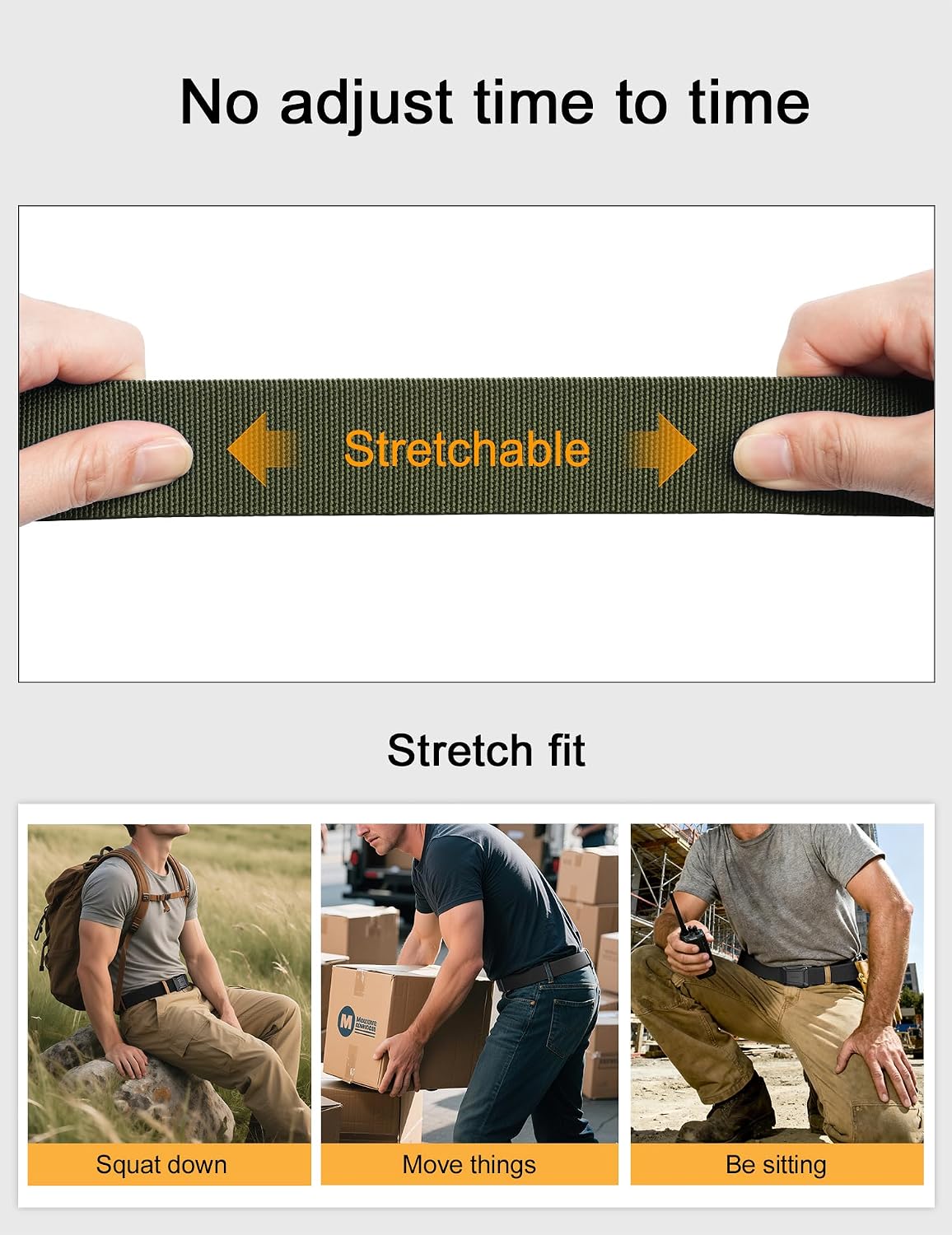 JUKMO - Cinturón táctico elástico para hombres, cinturón rigger mil...