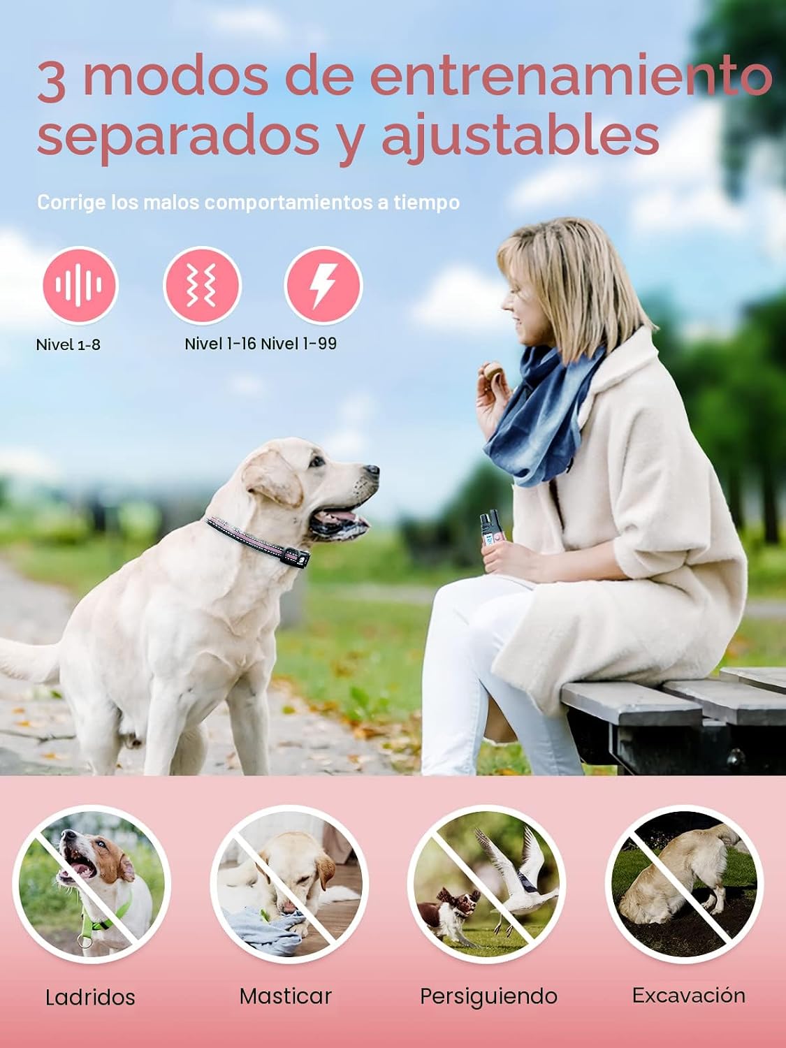 Bousnic Collar de choque para perros 2 perros (5-120 libras) - Coll...