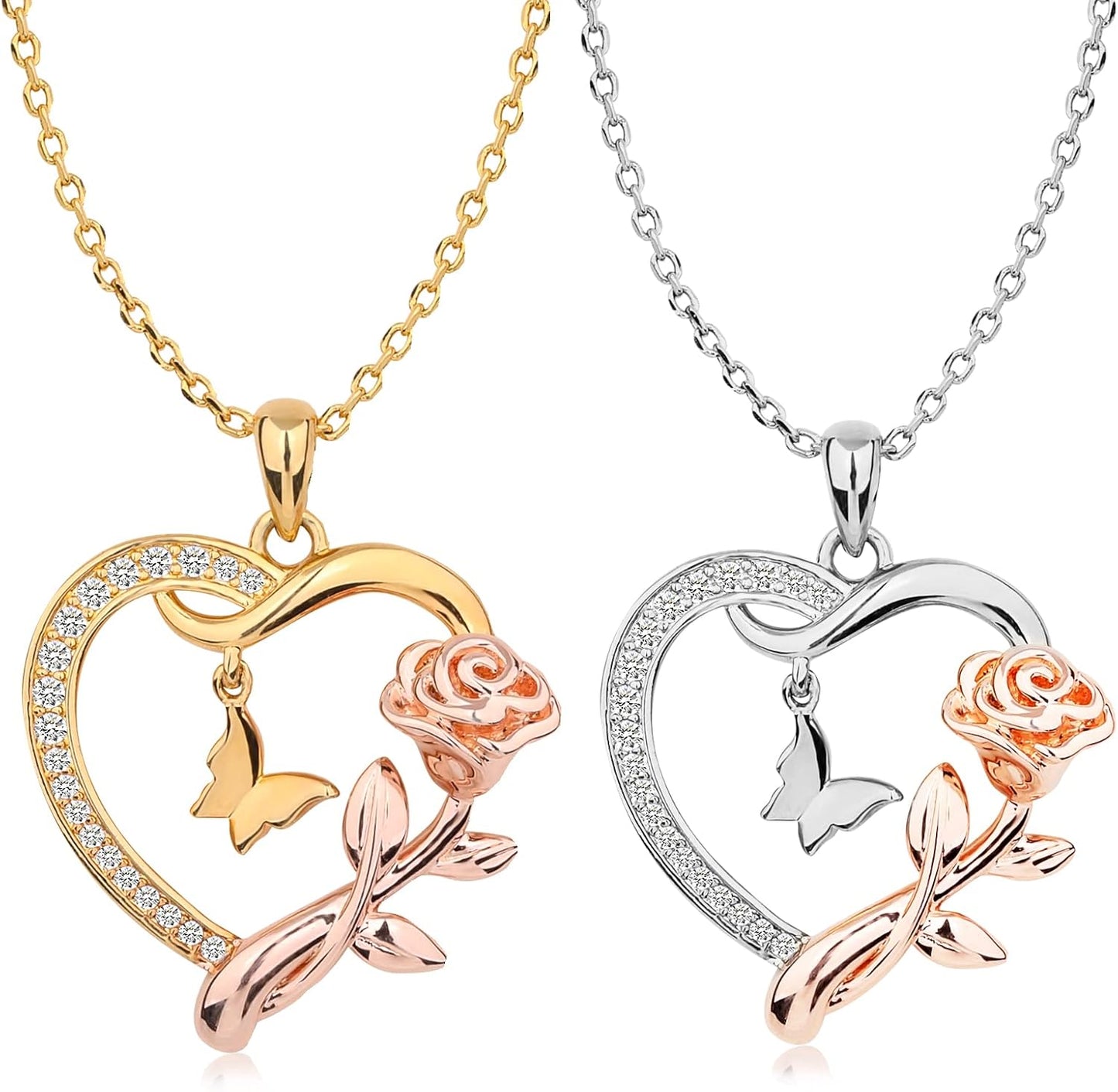 Alsanix - Collar de Corazón para Mujer, Plata de Ley\/Chapado en Or...