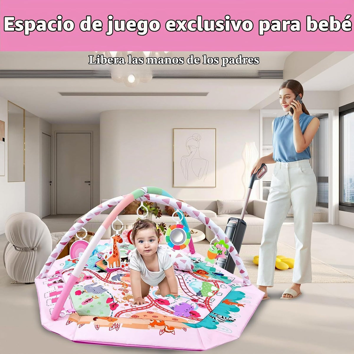 TFDER Tapete de Gimnasio para Bebé, Alfombra de 8-en-1 para Tiempo...