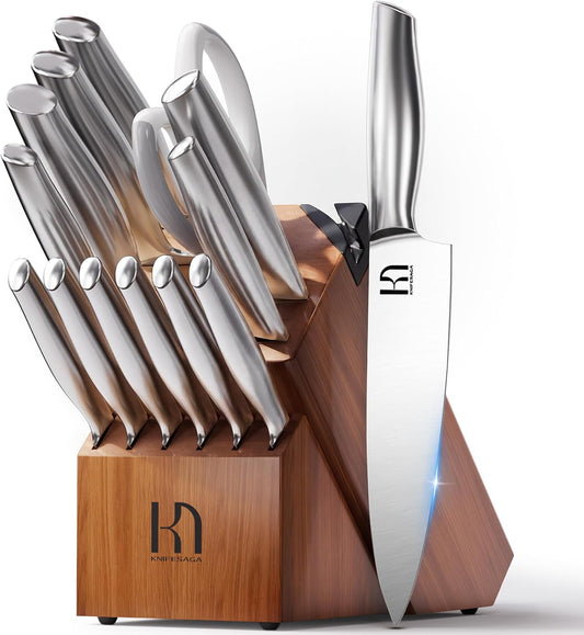 KnifeSaga - Juego de bloques de cuchillos de 14 piezas, premium, af...