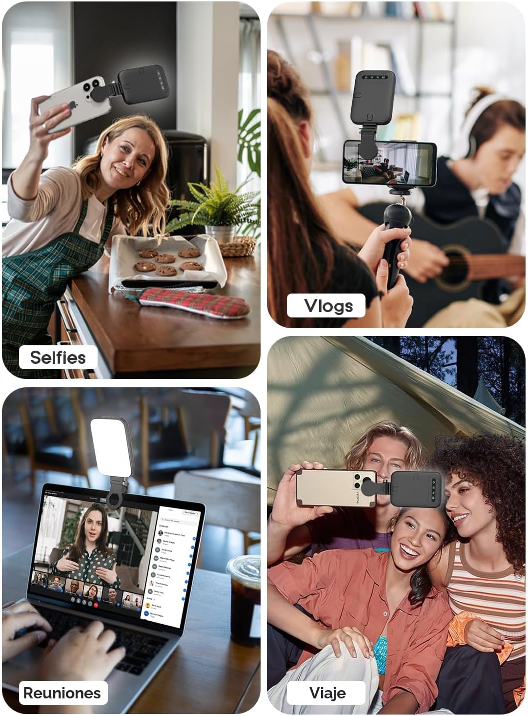 Luz para selfie recargable con clip para teléfono, luz LED portátil...