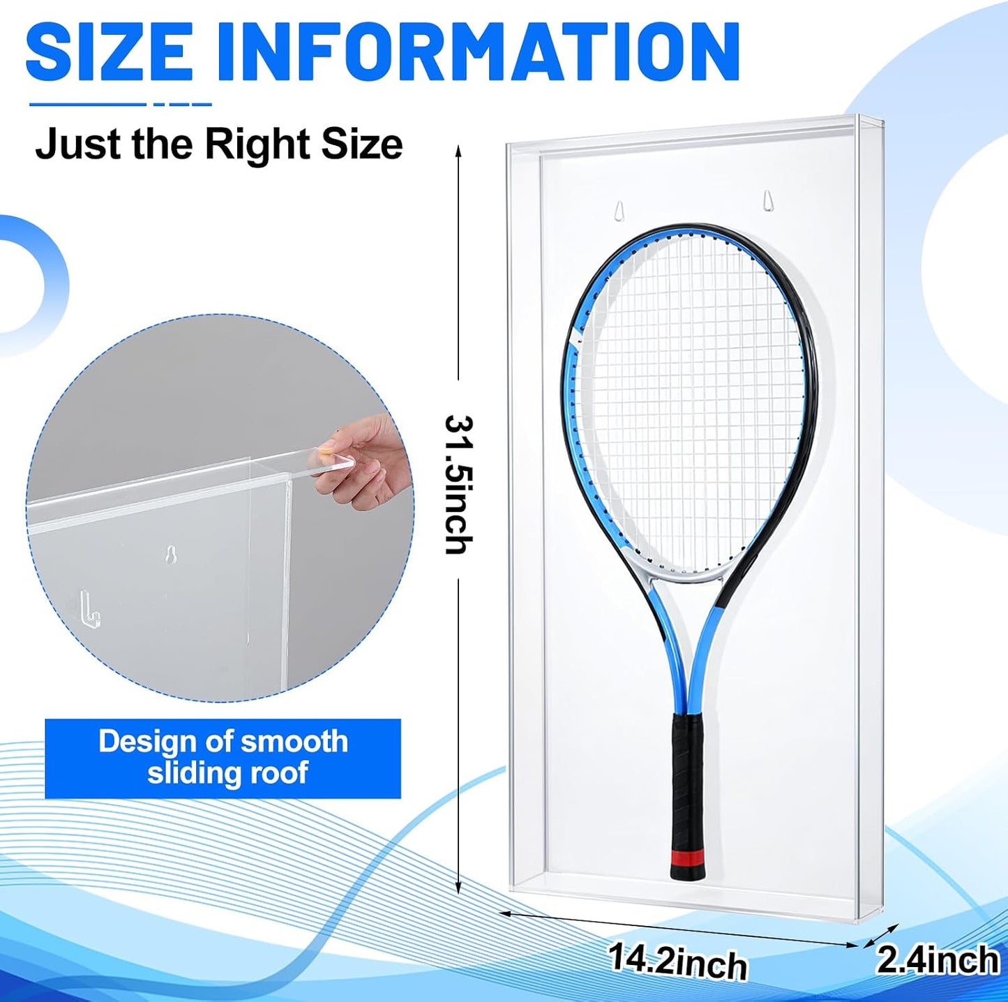Wesiti Raqueta de tenis acrílica transparente para montaje en pared...