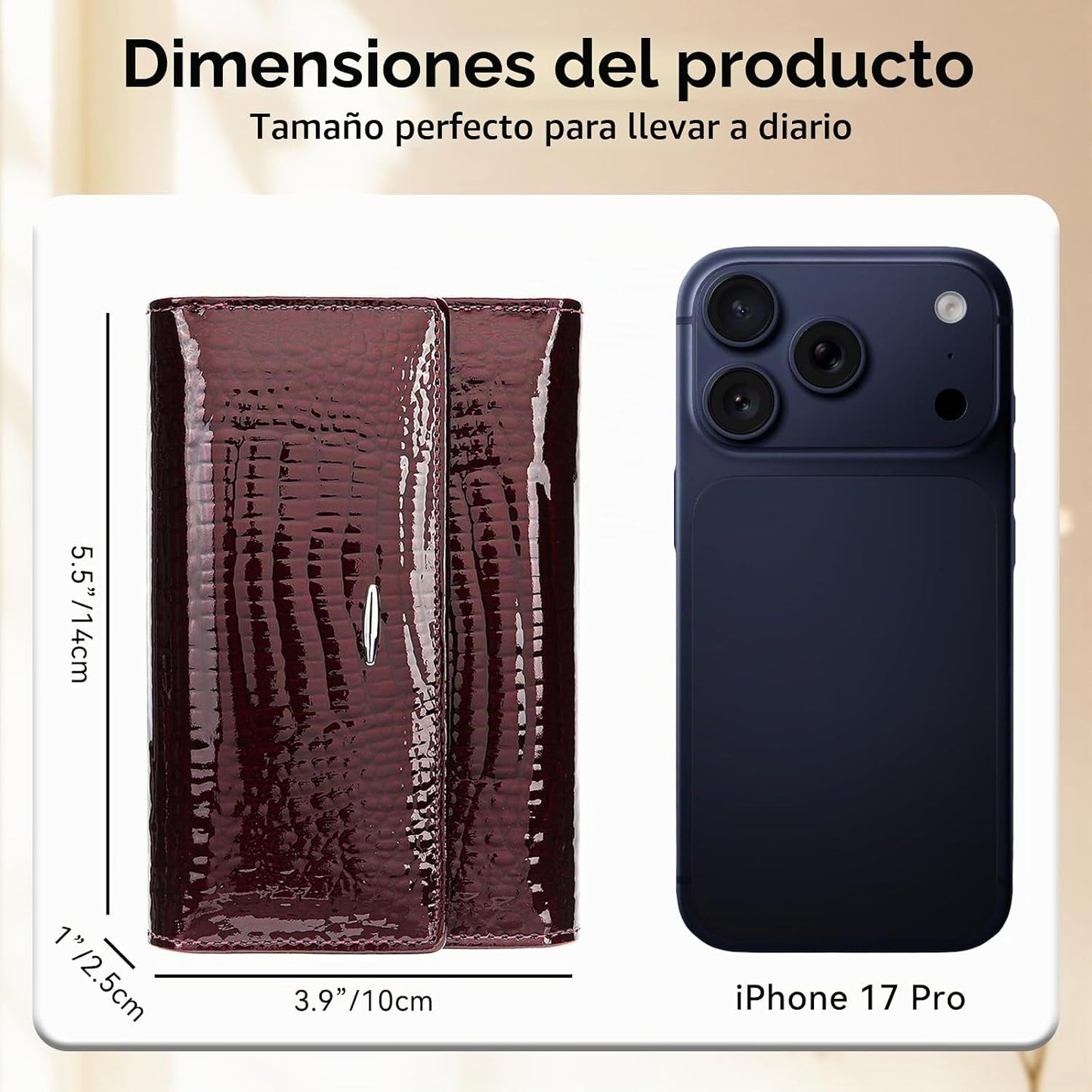 DAMAIKE Cartera de cuero encerado con aceite para mujer, cocodrilo...