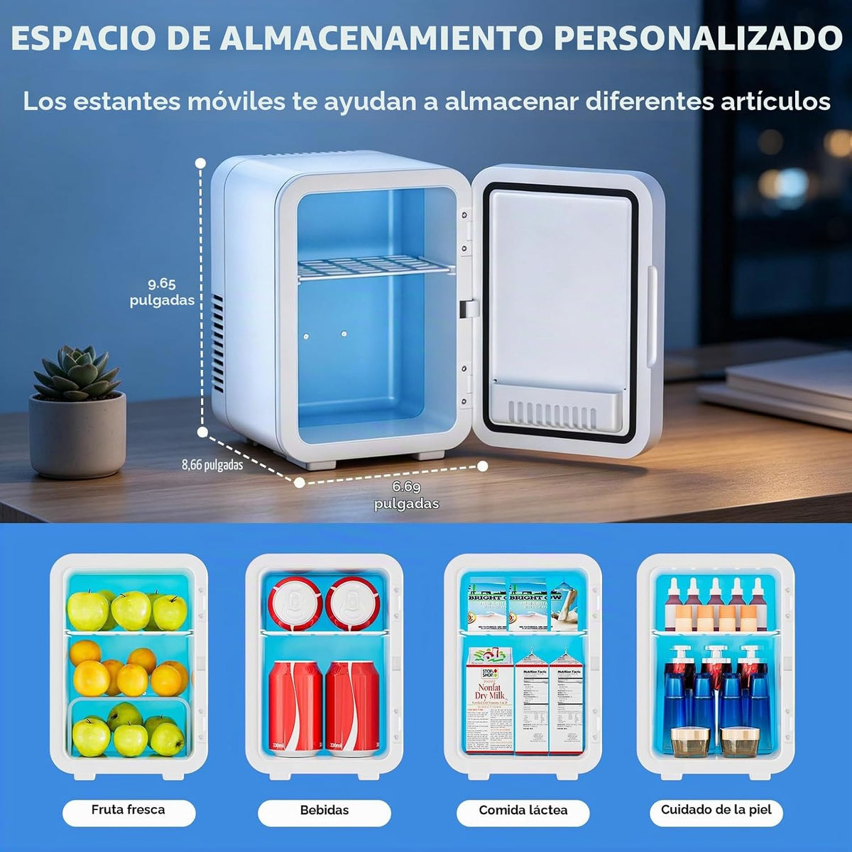 ENANCAX Mini refrigerador para dormitorio, portátil de 4 litros\/6...