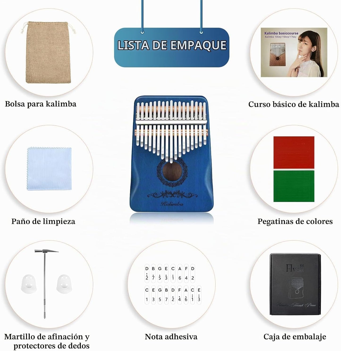 Kalimba - Piano de pulgar de 17 teclas, instrumentos musicales de p...