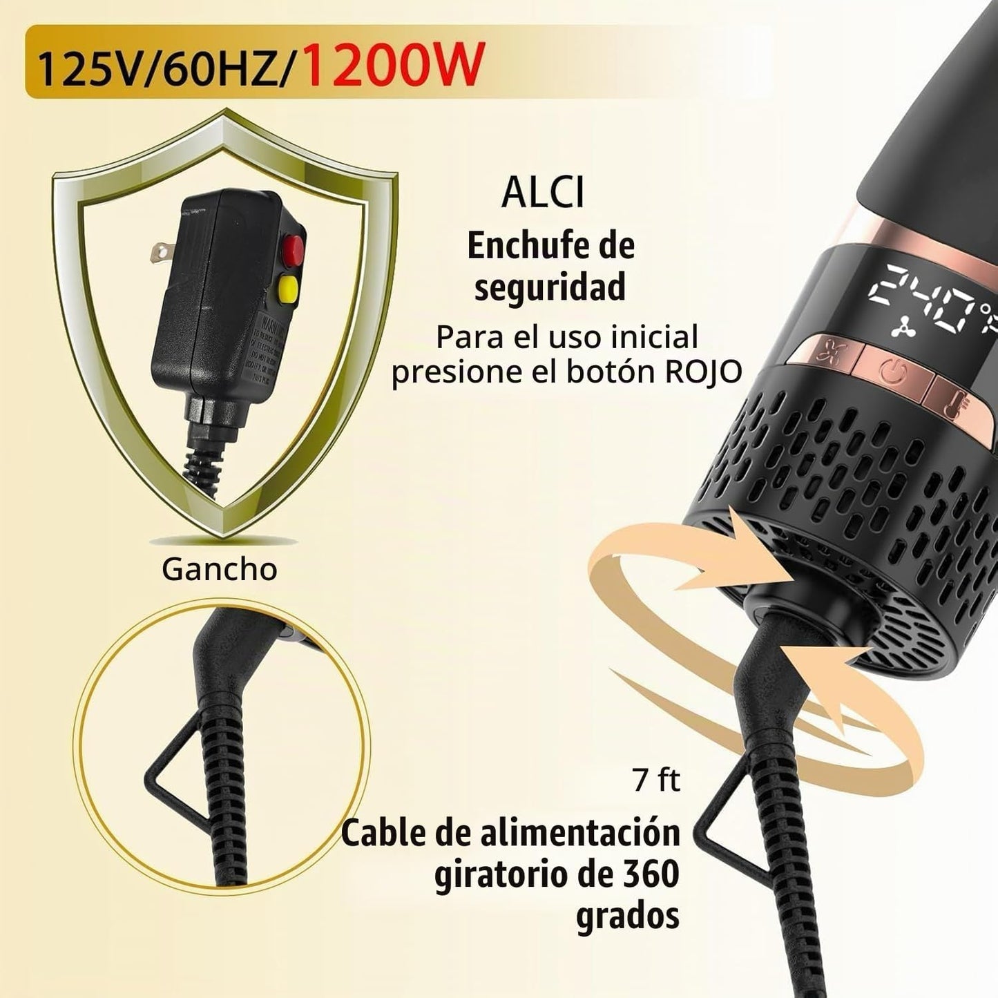 Nicebay Cepillo secador de pelo, cepillo secador de pelo para mujer...