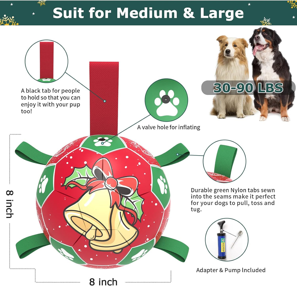 QDAN - Pelotas de fútbol de Navidad con correas para perros, juguet...
