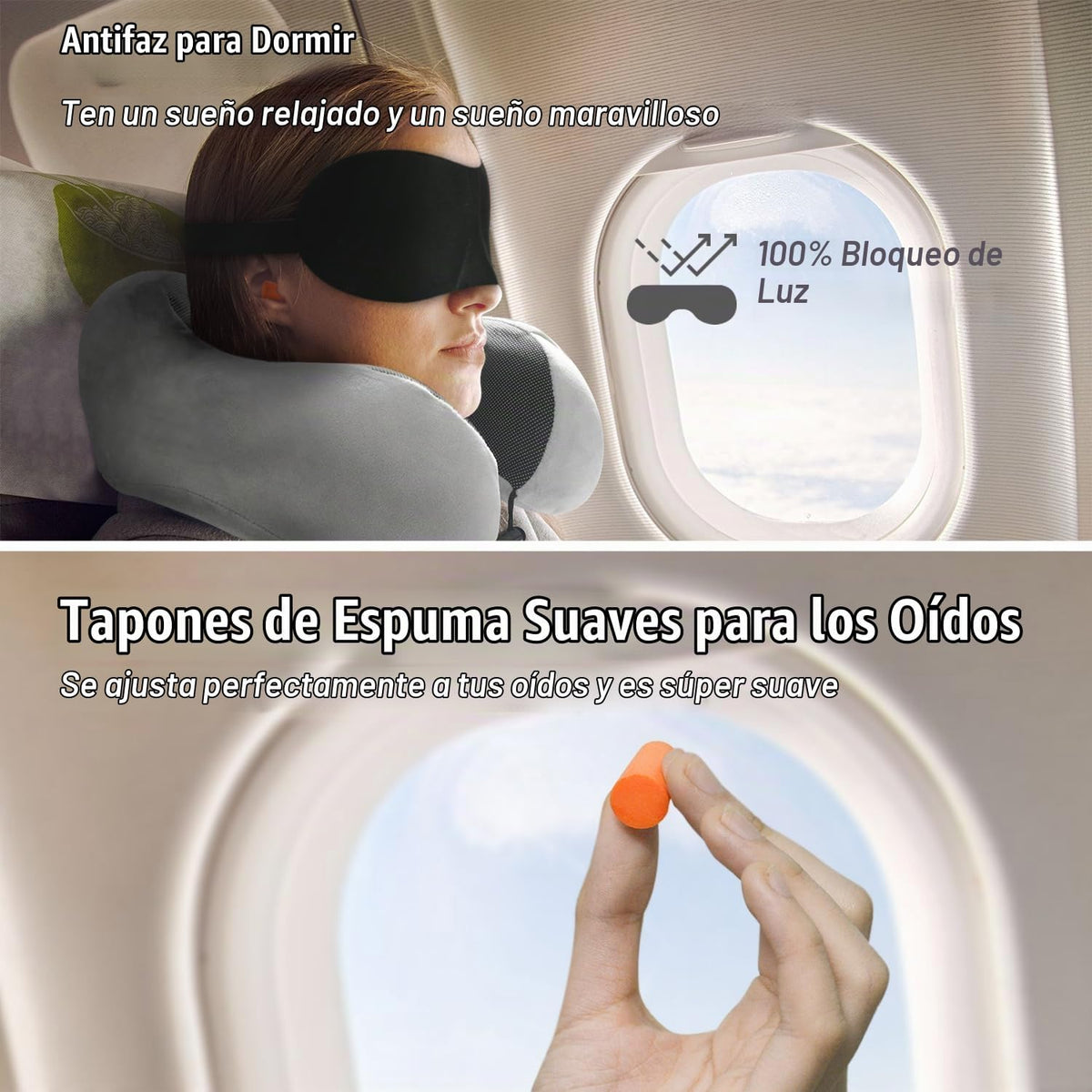 Almohada de viaje, almohada de cuello de espuma viscoelástica para...