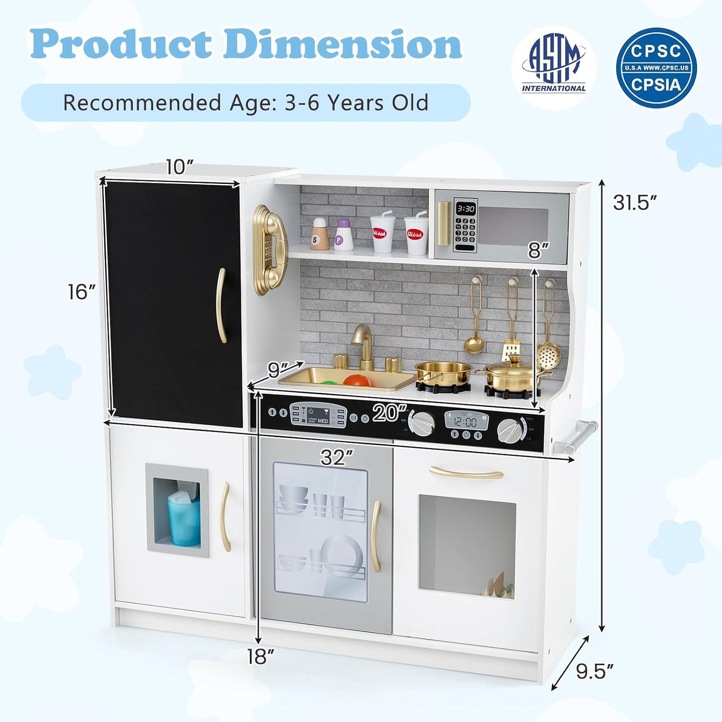 Costzon Juego de cocina para niños, juego de juguetes de cocina de...