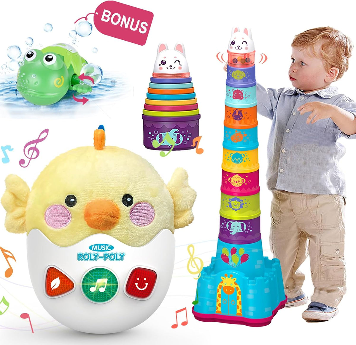 LTKFFFdp Juguetes para bebés de 1 a 3 años, juguete musical de felp...