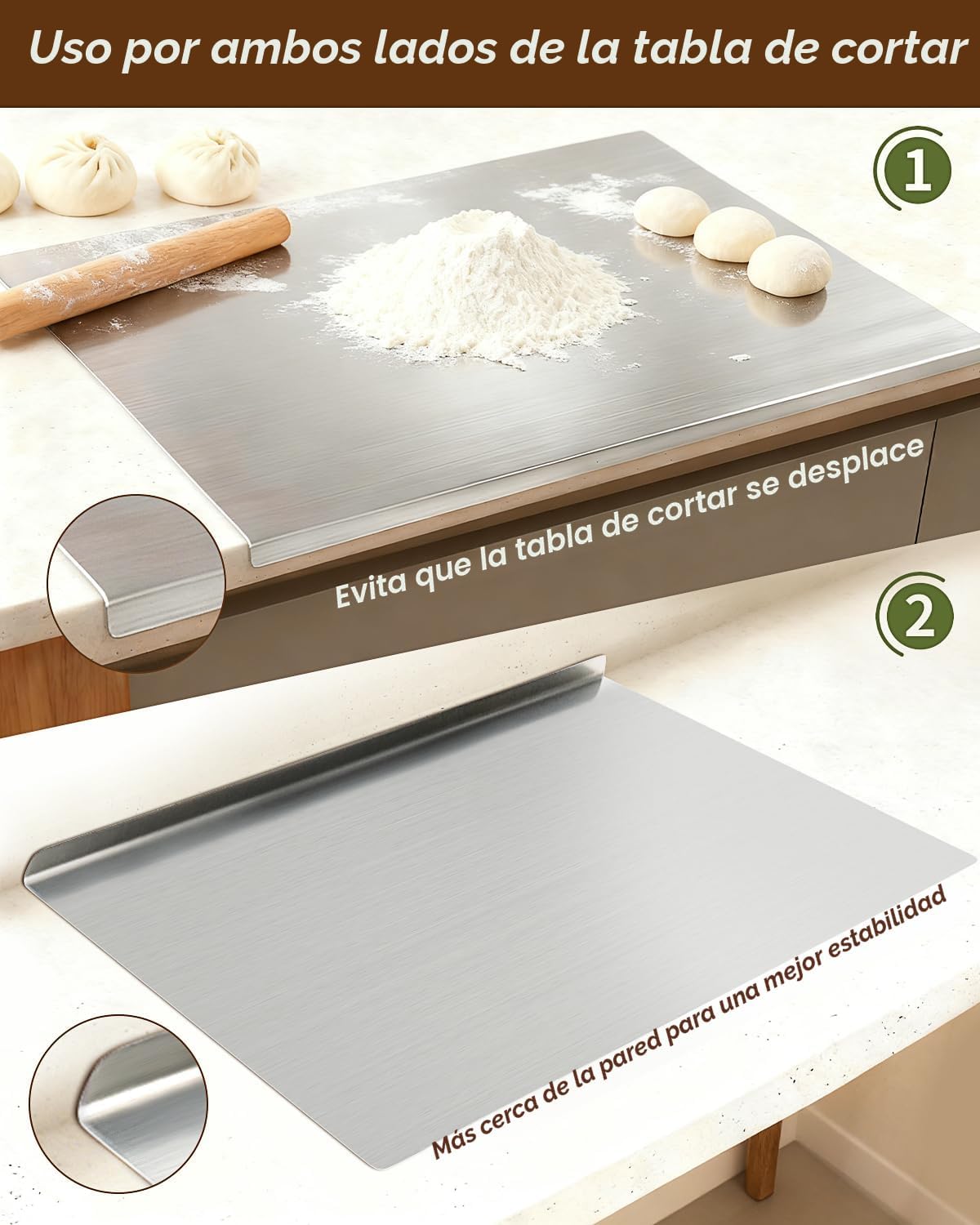 GVUHR Tabla de cortar de acero inoxidable 304 para cocina - Tabla d...