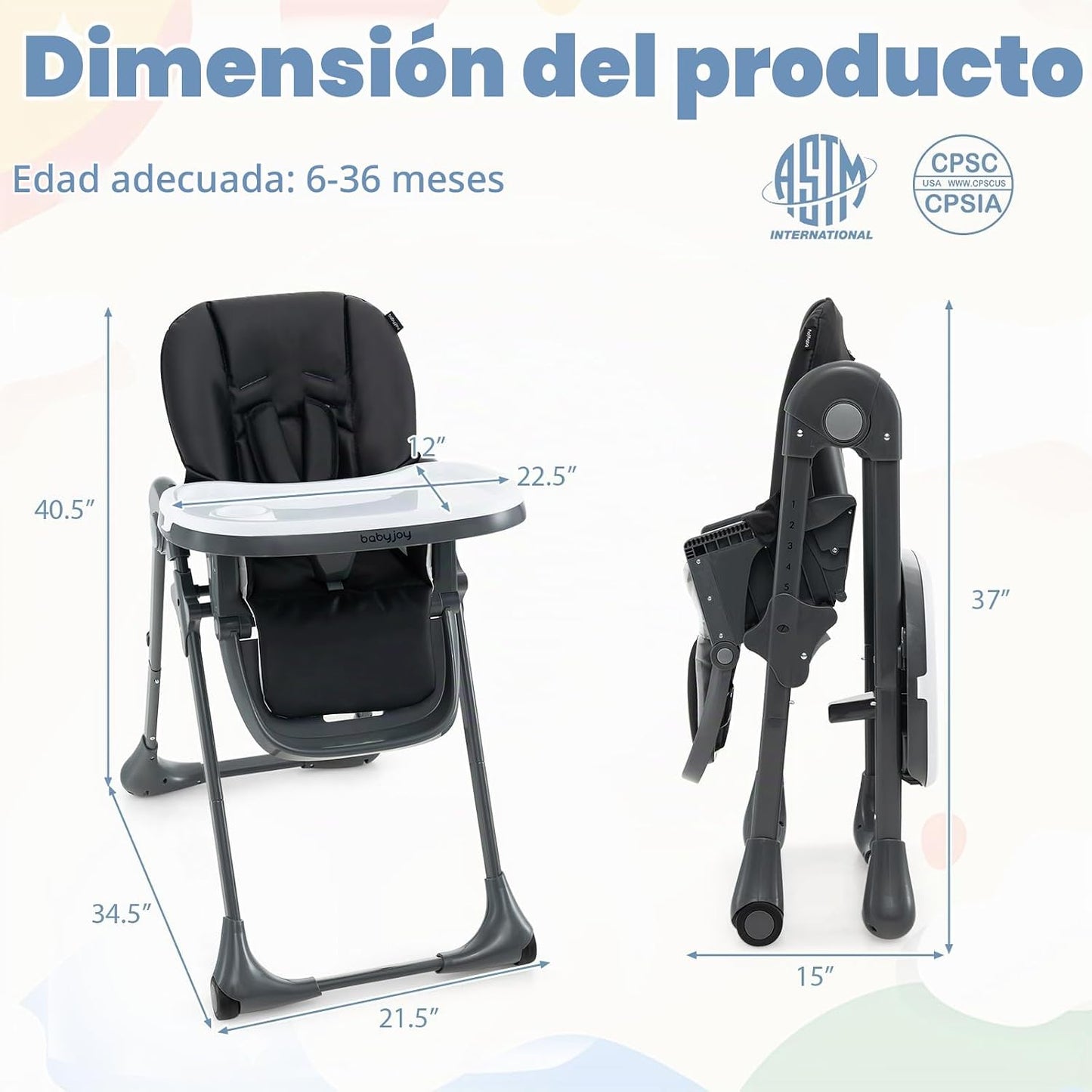 BABY JOY Silla alta convertible para bebés y niños pequeños, altura...
