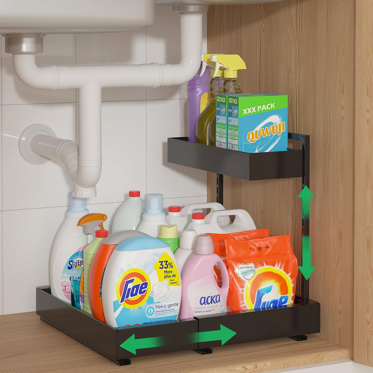 REALINN Organizadores y almacenamiento expandibles debajo del frega...