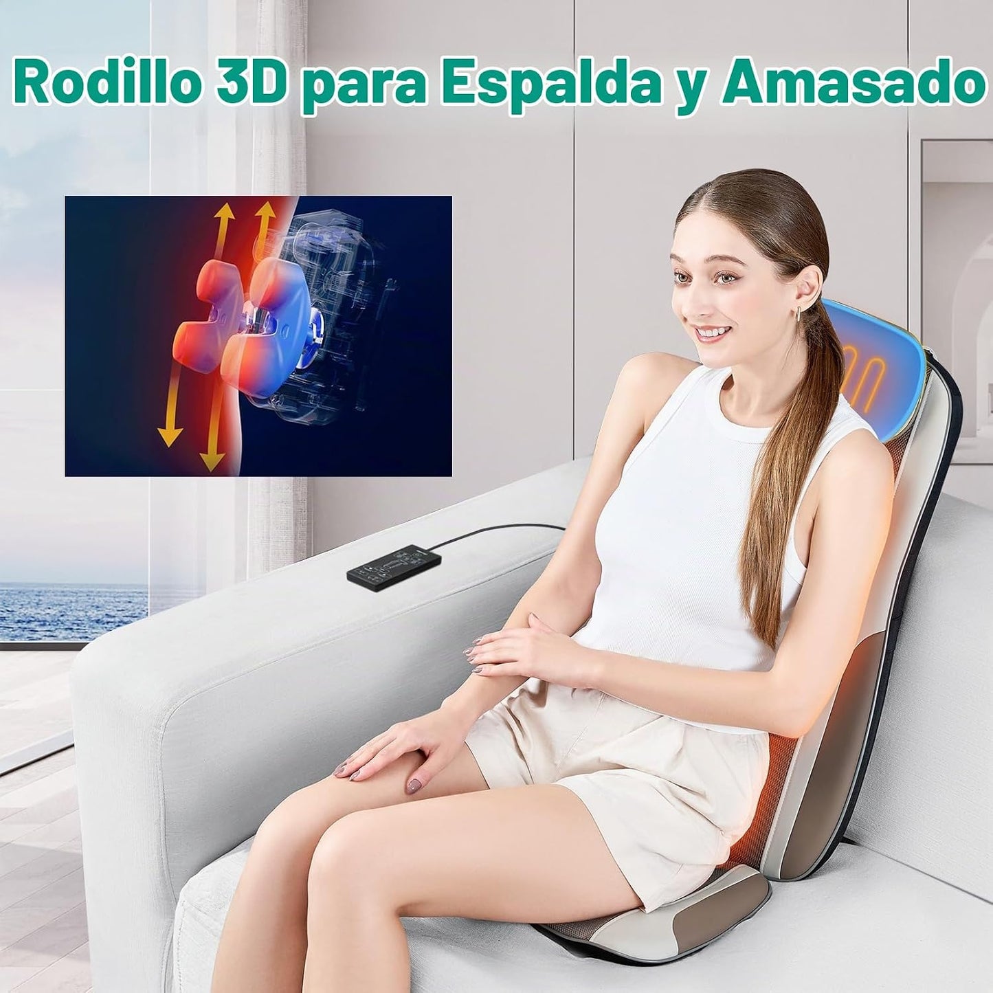 comrelax Masajeador de Espalda Shiatsu con Calor, Cojín de Asiento...