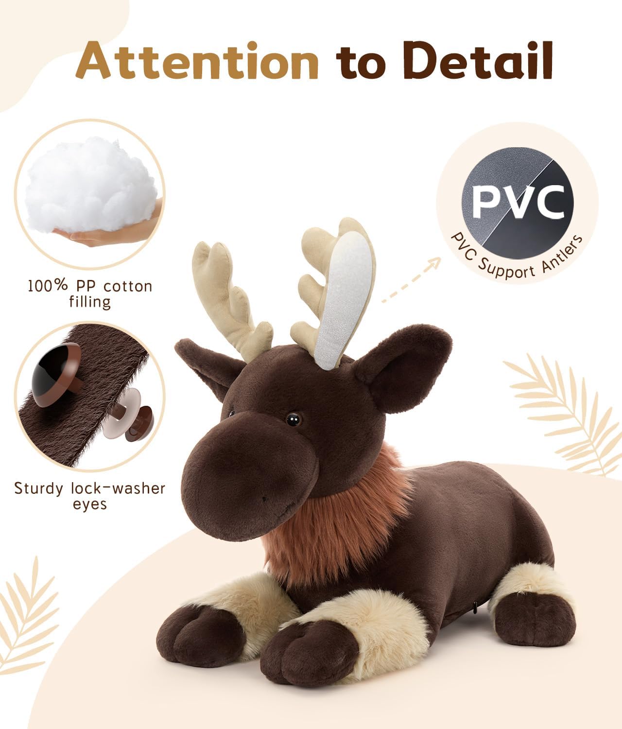 MaoGoLan Peluche de alce gigante, almohada de felpa estilo ciervo y...
