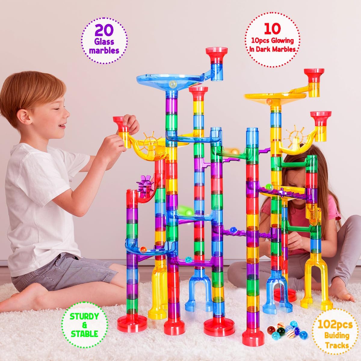 Meland Marble Run - 132 Piezas Juego de Construcción de Laberinto d...