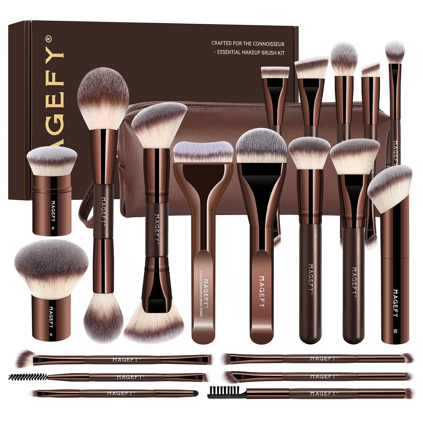 MAGEFY Juego de brochas de maquillaje profesionales 26 en 20 brocha...