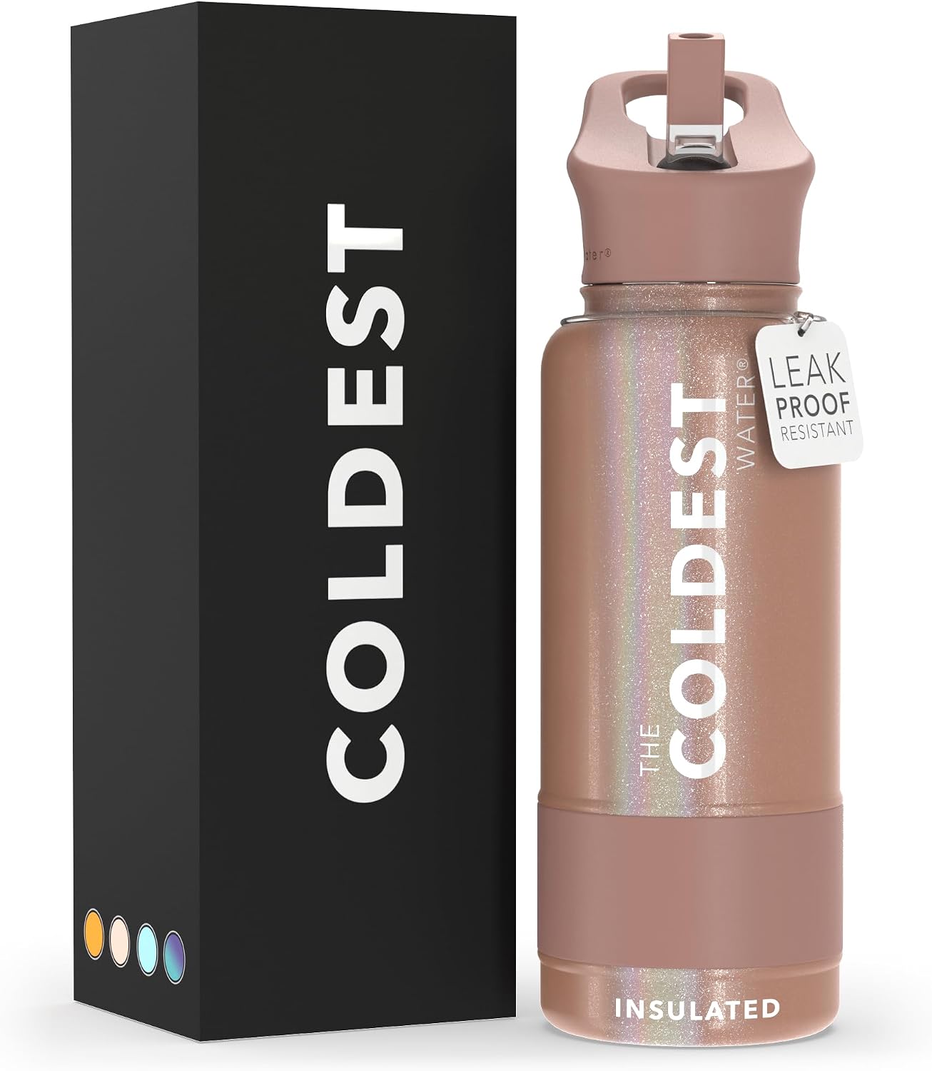 Coldest - Botella para agua con tapa que incluye pajilla, térmica y...