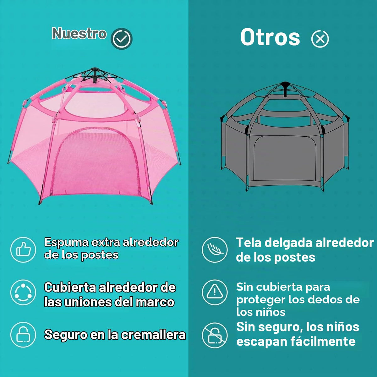 Alvantor® Corralito Pop Up de 84 x 84 x 44 pulgadas portátil para b...