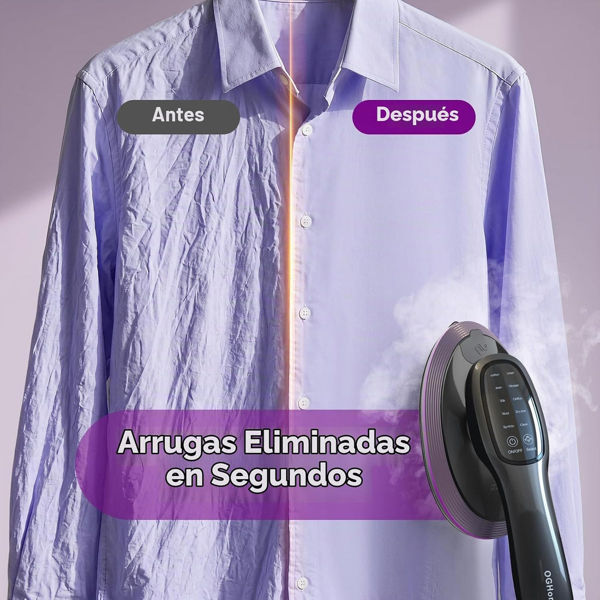OGHom Vaporizador y plancha 2 en 1 para ropa, plancha de mano de 12...