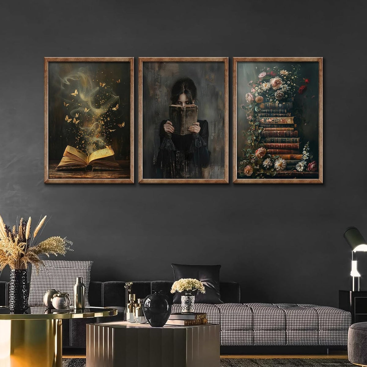 3 piezas de arte de pared de lectura para mujer, estilo victoriano,...