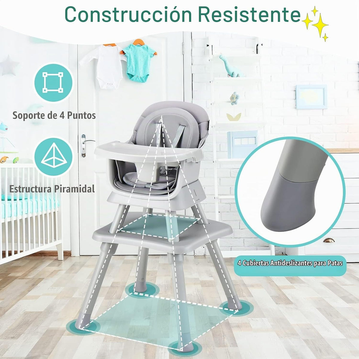 HONEY JOY Silla alta 8 en 1 para bebé, silla alta convertible para...