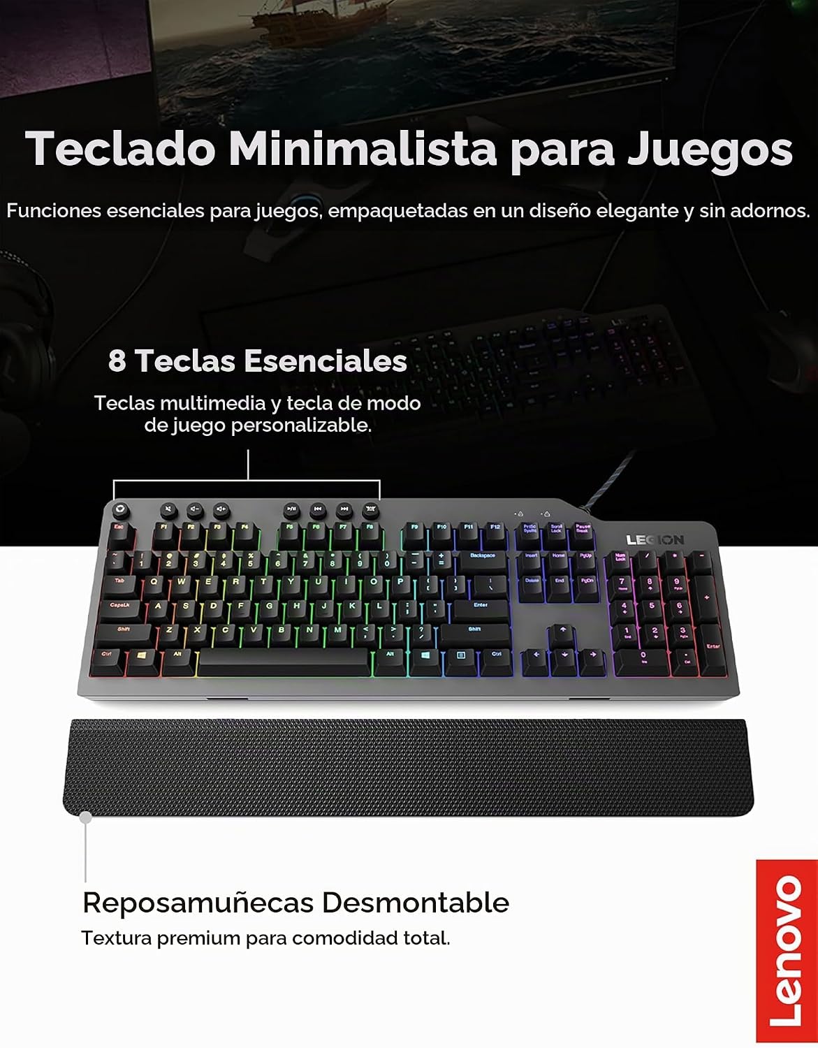 Lenovo GY40T26478 Legion K500 RGB Teclado mecánico para juegos, tec...
