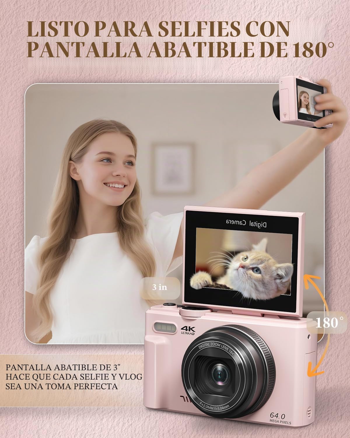 ULPTXOO Cámara digital 4K para principiantes y adolescentes, cámara...