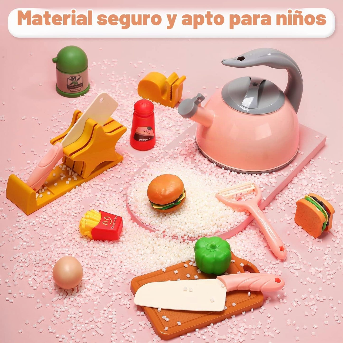 CUTE STONE Juego de accesorios de cocina, juego de juguetes de coci...