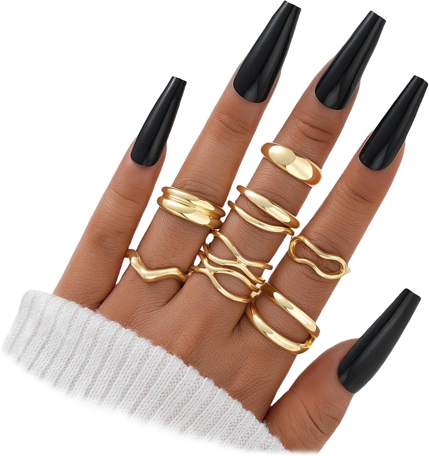 FAXHION Juego de 25 anillos apilables de oro para mujer, anillo de...