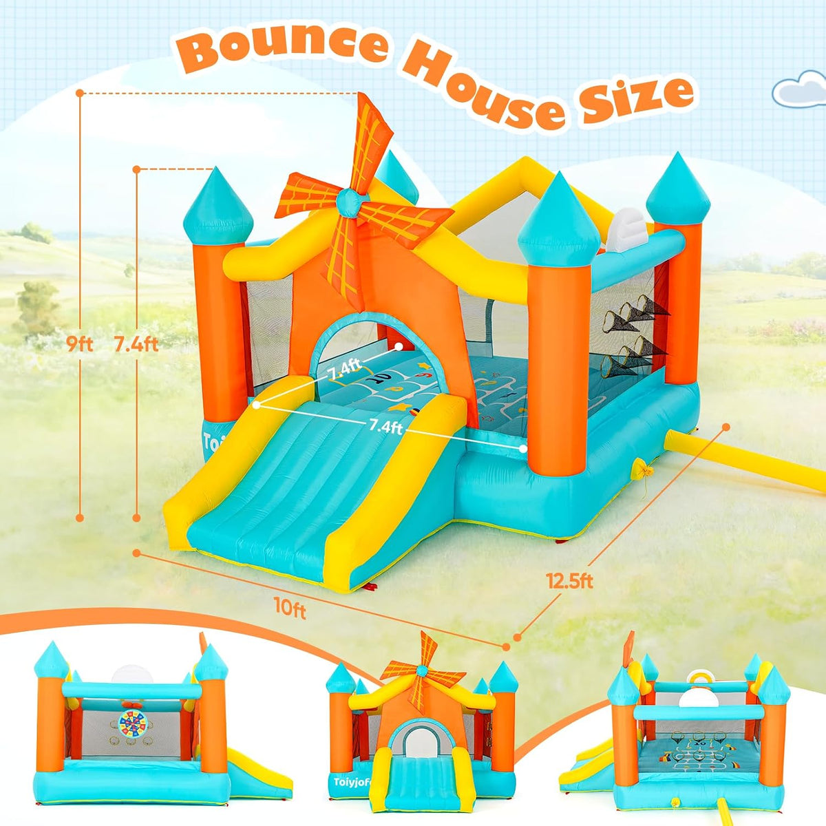 Casa de rebote para niños grandes de 3 a 10, castillo inflable gran...