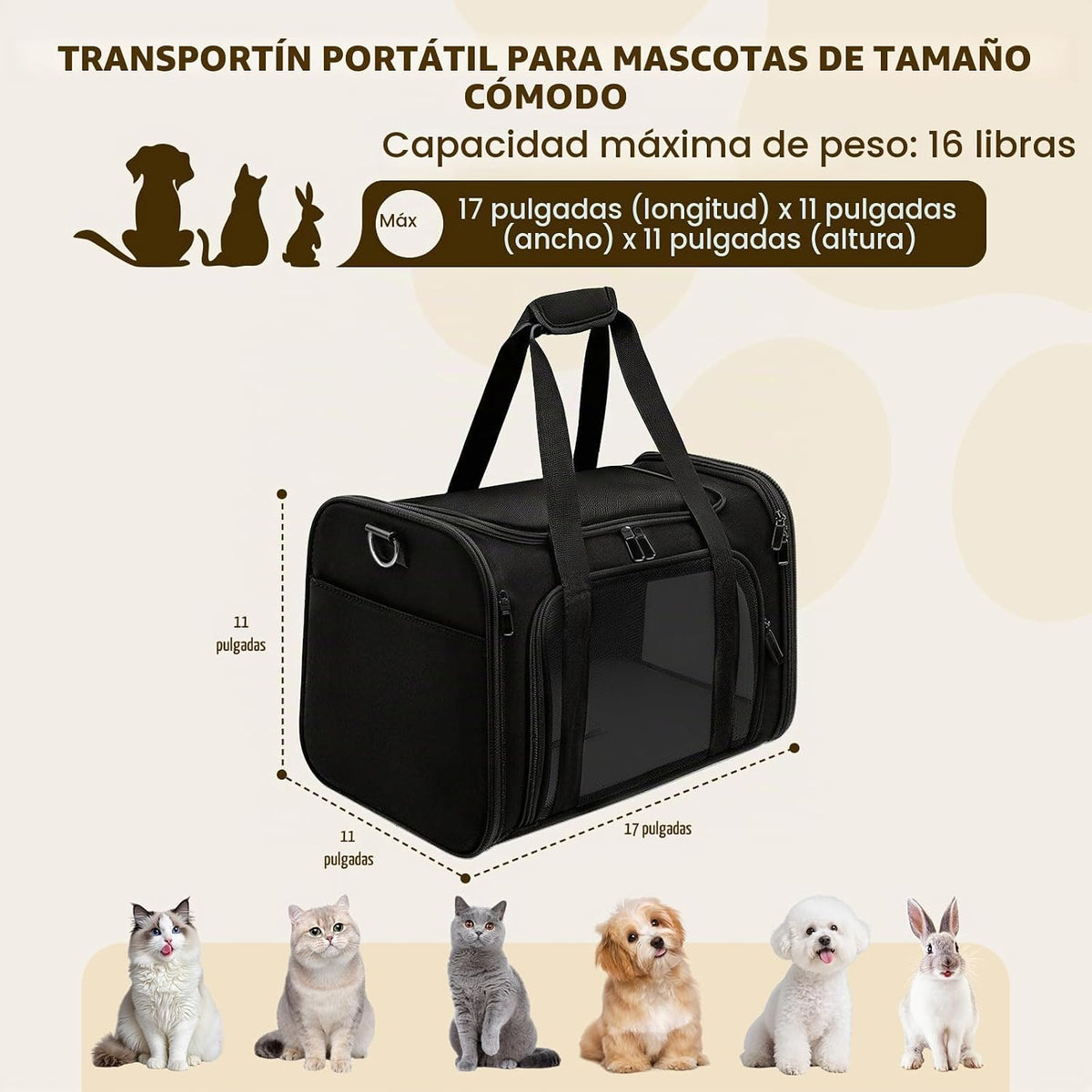 Zedkeys Transportador de gatos suave, transportador para perros peq...