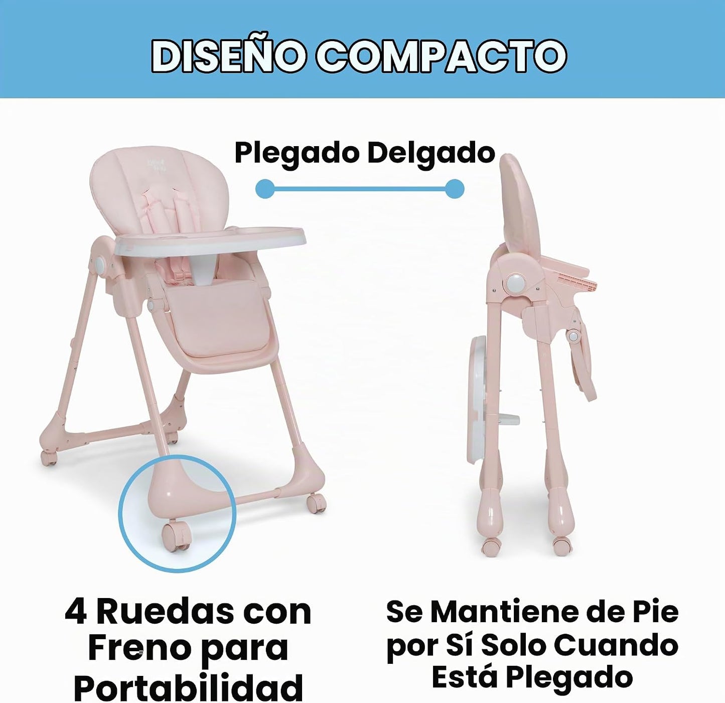 Little Folks by Delta Children - Silla alta SlimFold 2 en 1 para be...