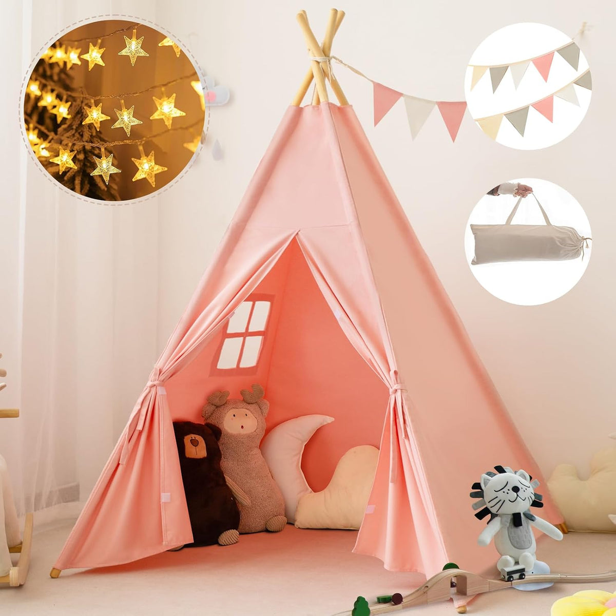RongFa Tienda de campaña tipi para niños, tienda de campaña portáti...