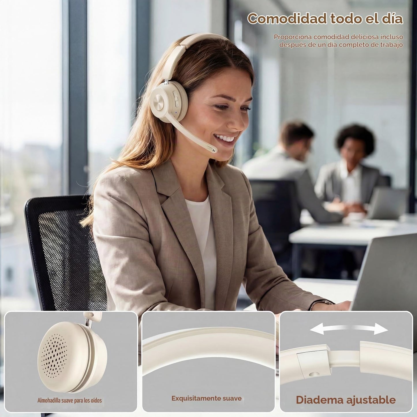 Auriculares inalámbricos con micrófono para el trabajo, Auriculares...