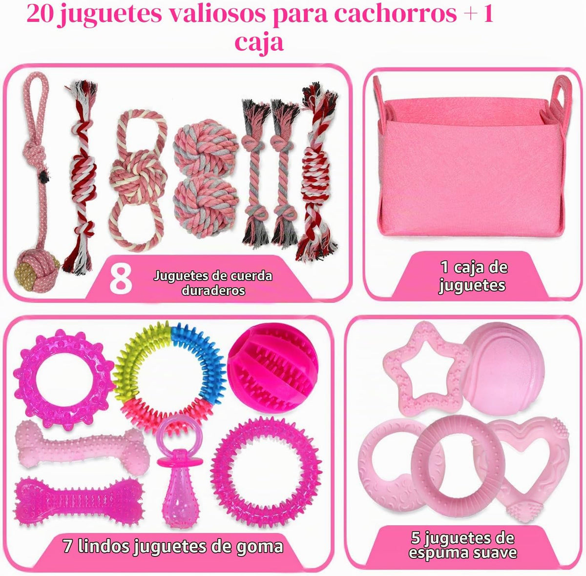 Paquete de 20 juguetes masticables para dentición para perros peque...