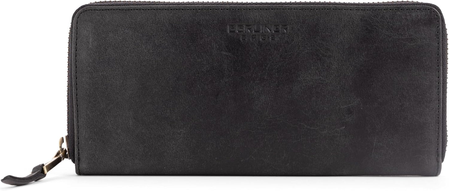 BERLINER BAGS Cartera con cremallera de cuero genuino Palma, Caja d...