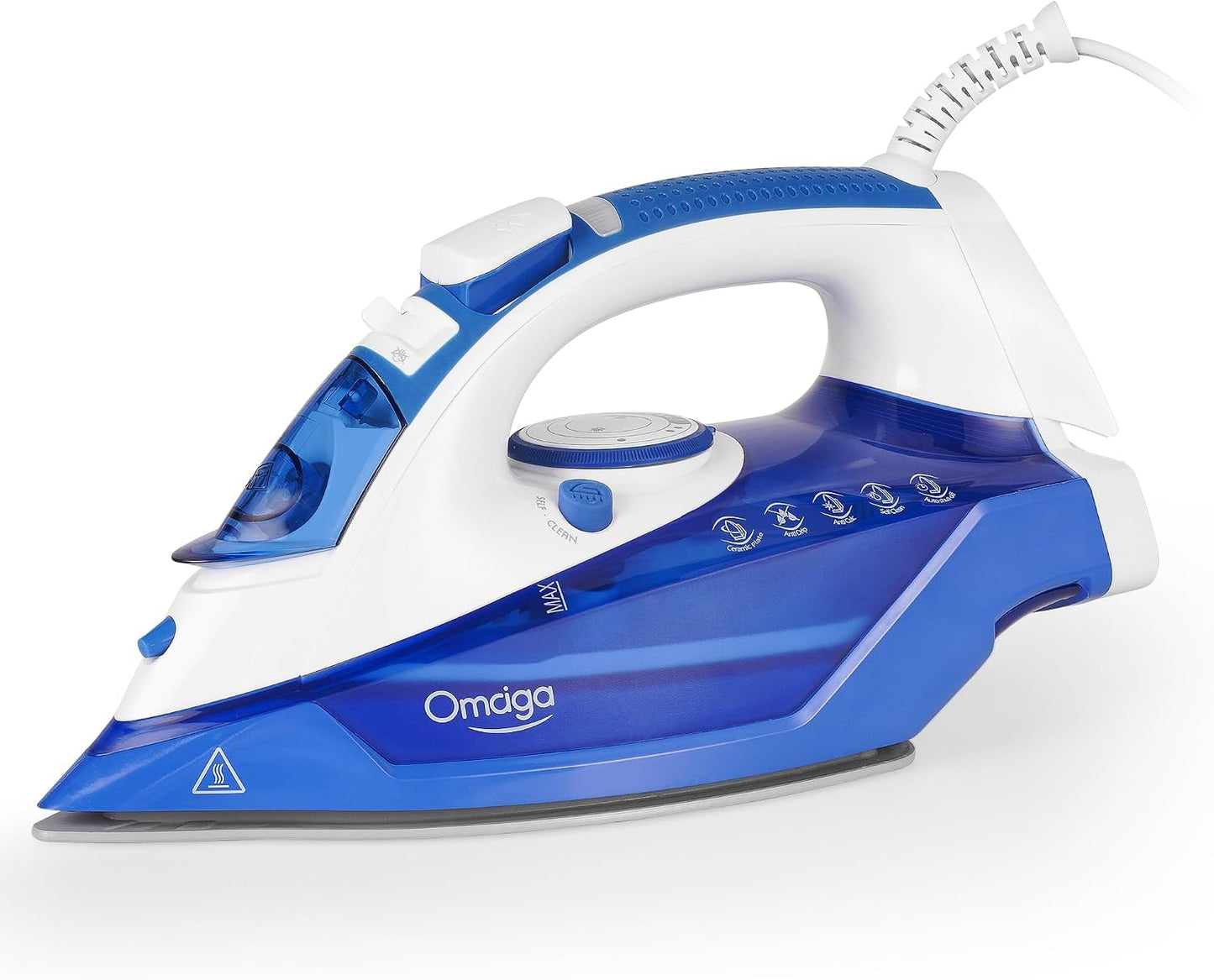 OMAIGA Plancha de vapor para ropa, 1500W, suela de cerámica antiadh...