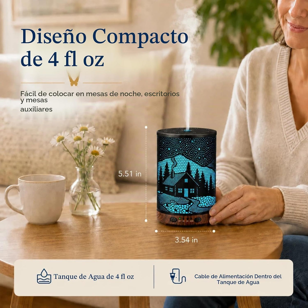 Difusor de aceite esencial, difusor de aromaterapia de 4.1 fl oz co...