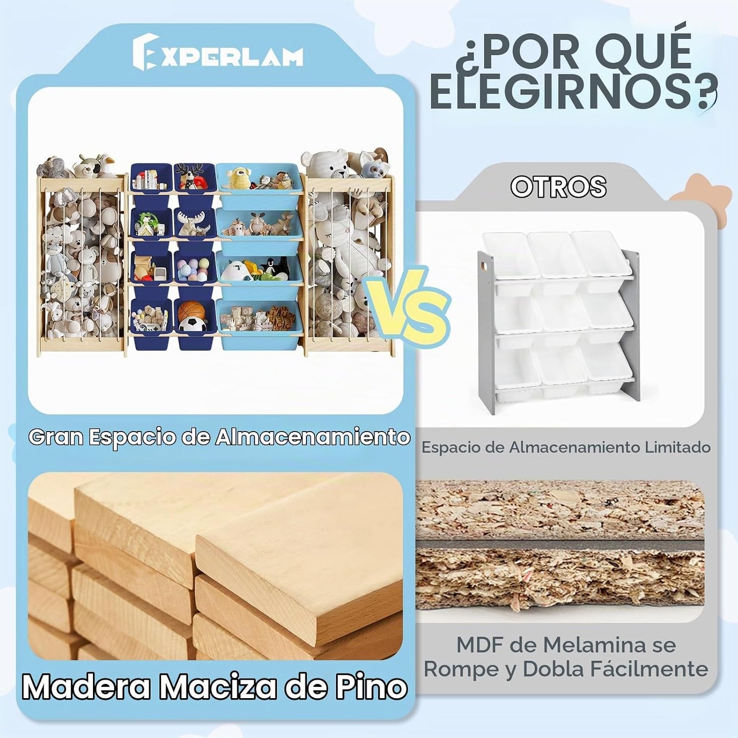 EXPERLAM Organizador grande de almacenamiento de juguetes, almacena...