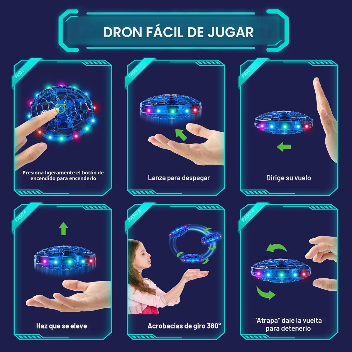 Dron de juguete volador de operación manual para niños, mini dron c...