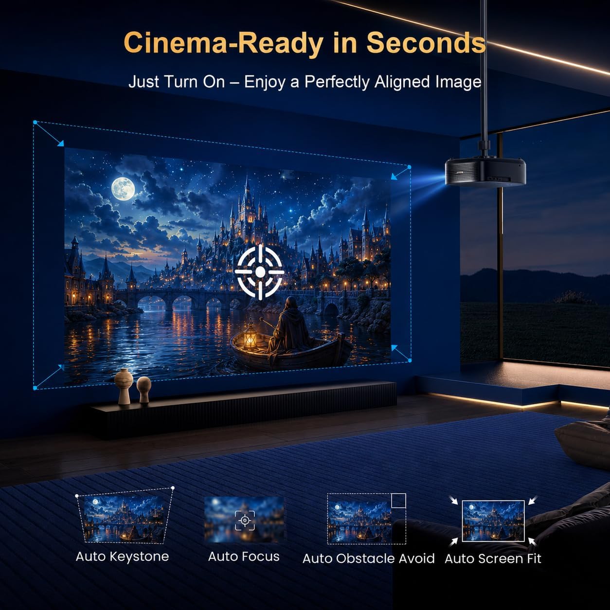 Proyector inteligente compatible con 4K actualizado Alvar con 2500...