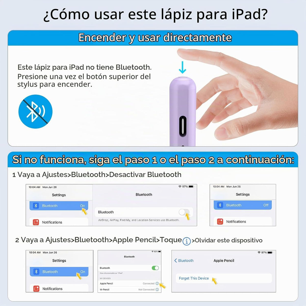 Lápiz óptico para iPad, carga rápida de 13 minutos para Apple iPad...